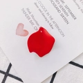 Matte red resin flower petal charm with pre-drilled hole for DIY earring jewelry making - Red
