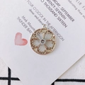 Ethnic style round circular woven earring pendant with white and grey silk threads - Light Gray