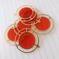 DIY colorful round geometric pendant with gold metal rim and red resin inlay - Gold Frame with Red