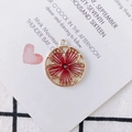 DIY retro round pendant with red silk thread and light gold frame for jewelry making - Burgundy