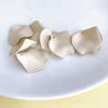 Creamy beige matte resin flower petal charms with single hole for DIY jewelry making - Cream