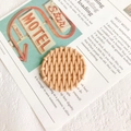 Beige round resin pendant with woven texture for DIY jewelry and earring making - Coffee