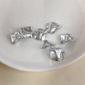 Set of 7 irregular silver petal-shaped metal charms for DIY jewelry making - 32# (Silver)