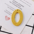 Ingwergelber ovaler Acryl-Anhänger mit geflochtener Rattan-Textur für DIY-Ohrringe - Gelb