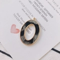 Macro detail of oval alloy leopard print leather pendant with elegant gold frame - Grey Black Leopard (6#)