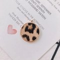 Detail of round leopard print pendant with gold alloy rim for DIY jewelry making - Orange Leopard Print (2#)