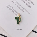 Macro shot of a 21x12mm green enamel cactus pendant for DIY jewelry earring making - Green Cactus Flower Style (KP2571-4#)