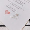 Detail of clear resin U-shaped clip-on earring converter with pearl and spring mechanism - Pearl With Silver Ring Style (4#)