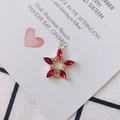 Star-shaped golden pendant with red marquise stones and white diamonds for DIY jewelry - Red (3#)