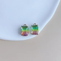 Rainbow gradient faceted crystal rectangular charms with gold frame for DIY jewelry - Rainbow Gradient