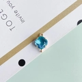 Lake blue faceted crystal diamond pendant with 18k gold plated double loop connectors - Lake Blue