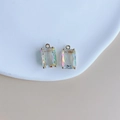 Gradient aurora crystal rectangular faceted pendants with gold plated metal frame - Aurora Multicolor