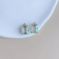 DIY iridescent rectangle crystal pendants with golden claw setting for earring making - Phantom Transparent