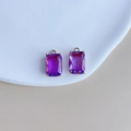 Pair of purple and rose red gradient faceted crystal rectangle pendants with gold plating - Purple Rose Gradient