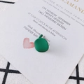 Detail of matte green apple-shaped 925 silver stud earring on a clean background - Green