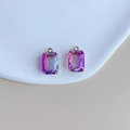 Rectangle purple gradient crystal charms with four-claw gold-plated setting for DIY jewelry - Purple Pink Gradient