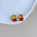 Rectangle faceted crystal pendant with yellow and orange gradient in gold claw setting - Yellow Green Orange Gradient