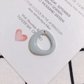 Detail of grey-blue enamel irregular round pendant with gold edge for DIY jewelry making - Light Gray