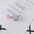 Minimalist matte grey geometric round stud earring with 925 silver needle on invitation card - Light Gray