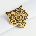 Unisex tijgerkop broche van 18K verguld roestvrij staal met zwart emaille details - Brullende Tijger Stijl (YLXZ-0008-Gold) / Goud