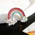 Broche de arcoíris brillante para mujer con cristales de colores y base dorada - Estilo Nube Arco Iris (YLXZ-0030-Gold) / Dorado