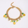 Golden double-layer bracelet with pineapple charms and sparkling stone settings - Pineapple Charm Style / Gold 3