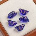 Five dark blue Czech glass bird beads with golden etched details for DIY jewelry making - 1 Piece / Dark Blue (1#)
