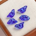 Set of five purple and blue glass bird beads with hand-painted details for jewelry making - 1 Piece / Purplish Blue (2#)