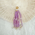 Handmade purple seed bead tassel pendant with white pearls and gold loop connector - Tassel Pendant (kp6695) / Purple (1#)