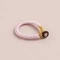 Handmade pink spiral woven ring accessory with gold wire detail and brown resin button - 1 Piece / Light Pink