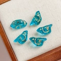 Lake blue Czech glass bird beads with gold details for DIY jewelry making - 1 Piece / Lake Blue (4#)