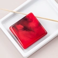 Square red resin bead with black smoke swirl pattern for DIY clothing accessories - Single / 4# (Red Black Blooming)