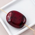 Polished oval resin bead with dark red and black marble texture for DIY jewelry crafts - Single / Deep Red Black Marble Texture (2#)