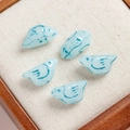 Light blue Czech glass bird beads with blue line accents for DIY jewelry making - 1 Piece / Light Blue (7#)