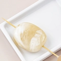 Perle ovale en résine avec texture marbrée blanc crème et grand trou pour bijoux DIY - Individuel / Texture de Marbre Blanc Crème (5#)