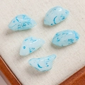 Five light blue bird-shaped Czech glass beads with detailed engraving for DIY jewelry - 1 Piece / Light Blue (8#)
