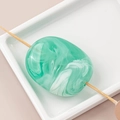 Perle ovale en résine avec texture marbrée verte et blanche pour bijoux DIY - Individuel / Texture de Marbre Vert Blanc (6#)