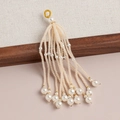 Pendentif gland en perles fait main avec perles de rocaille pour création de bijoux - Pendentif à Gland (kp6695) / Blanc Lait (9#)