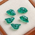 Five emerald green Czech glass bird beads with white hand-painted wing details for DIY - 1 Piece / Emerald Green (11#)