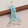 Pendentif gland en perles bleu clair avec boucle dorée et perles blanches pour bijoux DIY - Pendentif à Gland (kp6695) / Bleu Transparent (13#)