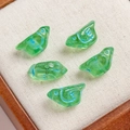 Five light green Czech glass bird beads with blue details for DIY jewelry making - 1 Piece / Light Green (14#)