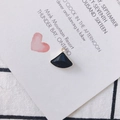 Detail view of fan-shaped black crystal charm with gold metal trim for DIY jewelry - Black