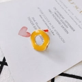 Pendentif d'oreille rond émaillé jaune vif avec bordures dorées pour la création de bijoux - Jaune