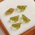 Five vintage green Czech glass bird beads with brown outlines for DIY jewelry making - 1 Piece / Fresh Grass Green (16#)