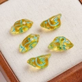 Five yellow Czech glass bird beads with blue hand-painted stripes for DIY jewelry - 1 Piece / Light Yellow (17#)