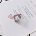 Pendentif anneau irrégulier en émail lavande avec bords dorés pour la création de bijoux DIY - Gris