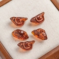 Five vintage amber-colored Czech glass bird beads for DIY jewelry making on linen - 1 Piece / Amber (21#)
