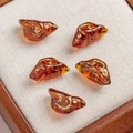 Amber Czech glass bird beads with gold outlines for DIY jewelry on linen background - 1 Piece / Orange Red (22#)