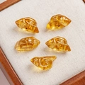 Translucent yellow glass fish beads for DIY jewelry making with fine carved textures - 1 Piece / Amber Yellow (24#)