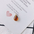Amber teardrop faceted crystal pendant with metal gold-plated rim for DIY necklaces - Amber
